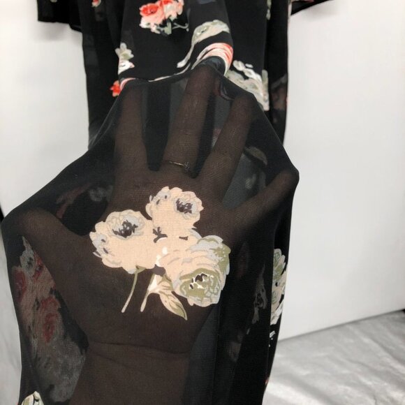 MINKPINK Black Floral V-Neck Long Sheer Sleeve Maxi Dress size XS - Picture 7 of 14